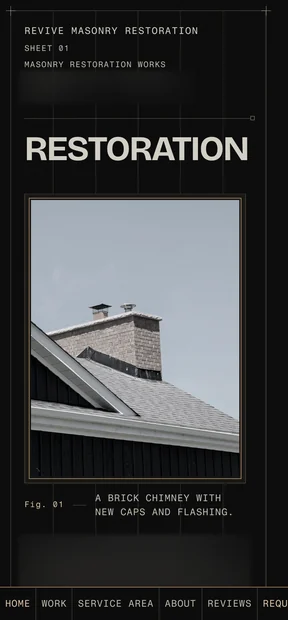 The Revive Masonry Restoration site on a phone.
